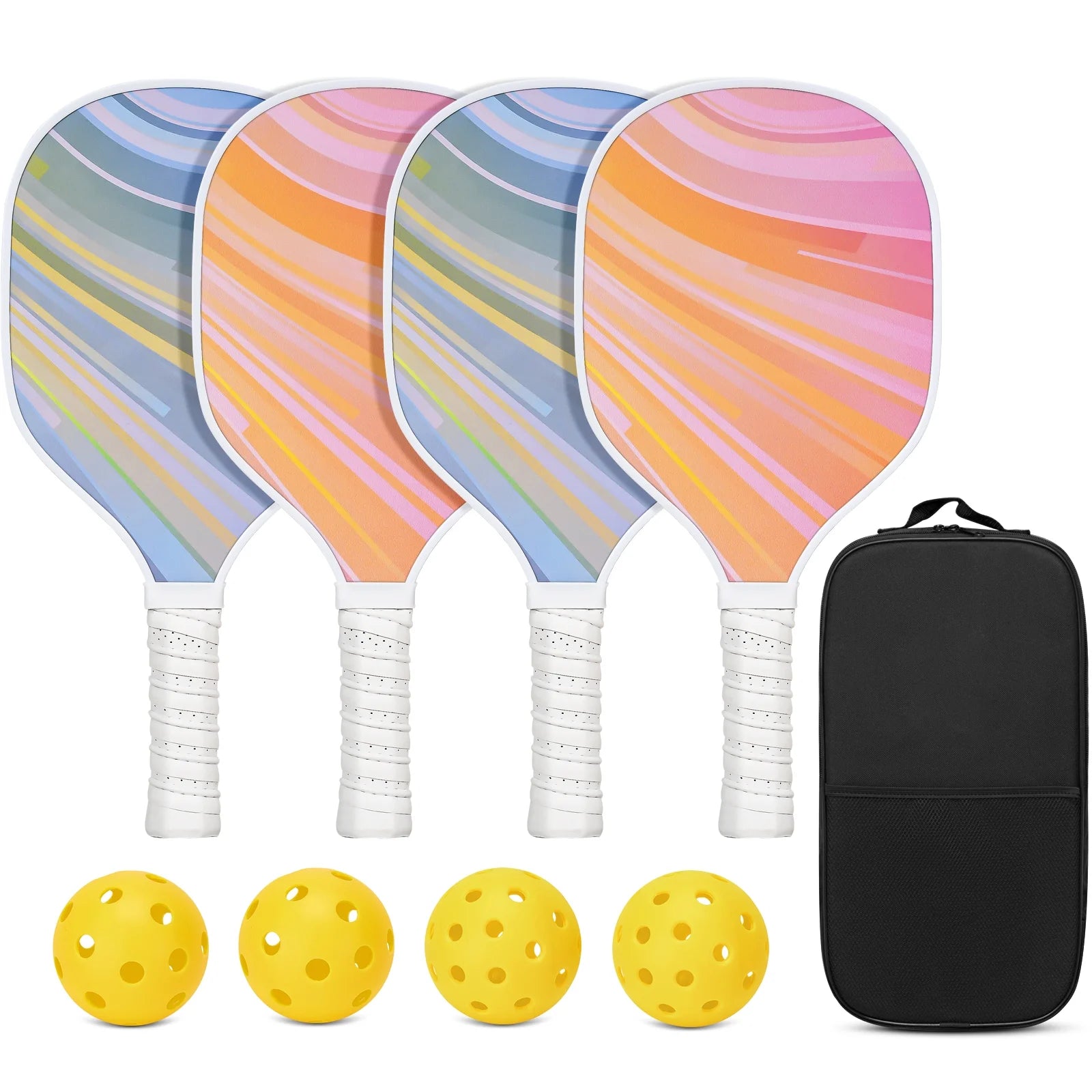 USAPA Approved Pickleball Paddle Set with 4 Paddles, 4 Balls, and Bag