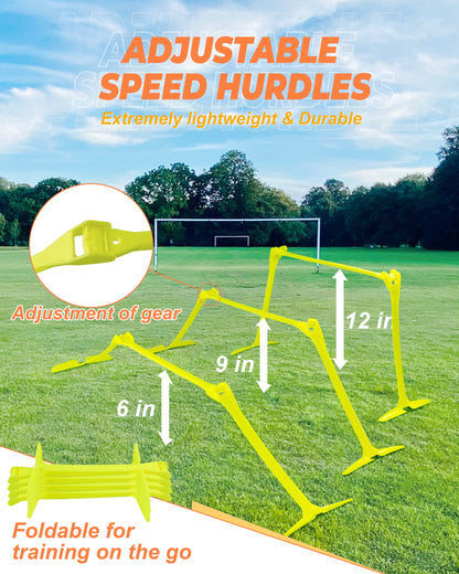 DF  Speed and Agility Training Set, Agility Training Equipment for Kids with 20Ft Sports Agility Ladders, Cones, Agility Hurdles, Resistance Parachute, Jump Rope for Basketball, Soccer